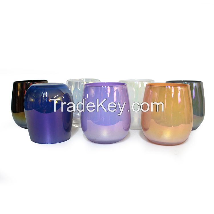 6.9x8.5cm 300ml electroplated luxury candle glass jar
