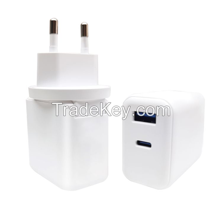 EU socket 30W fast charger USB-C/USB-A 2 port for cell-phone