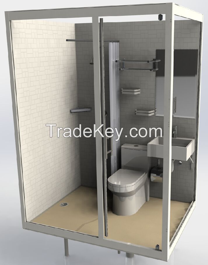 Economic and decent with shower toilet LED light home use prefab all in one SMC bathroom unit.