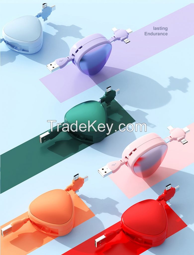 Macaron bracket storage 120W three in one expansion cable is applicable to Apple TYPE-C Android fast charging data cable