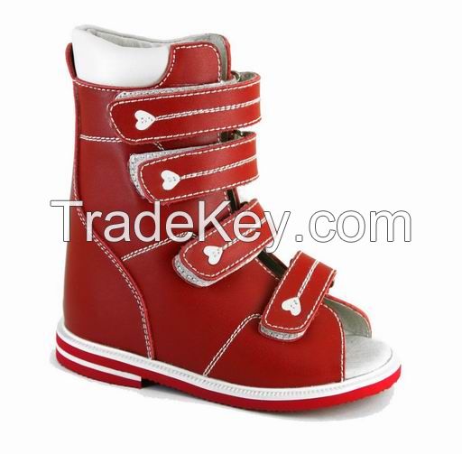 Red High open toe boots bulid in AFO Individual orthopedic boots for club feet 4910299