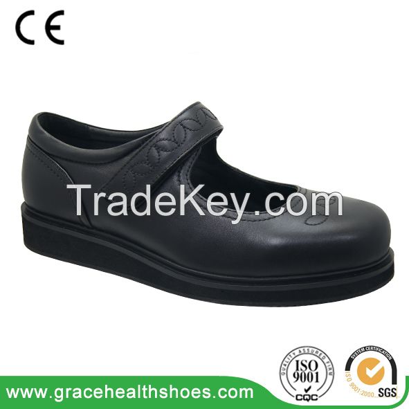 wide width leather mary jane with extra depth , factory whole sale diabetic women shoes