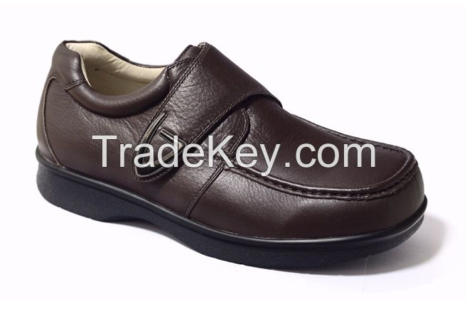 Brown Comfortable Genuine Leather Shoes Wide and Deep Diabetic Shoes (9611343-1)