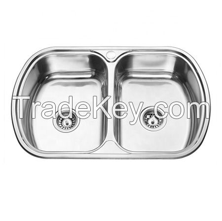  Kitchen Double Bowls Topmount Stainless Steel Sink DY-7749 