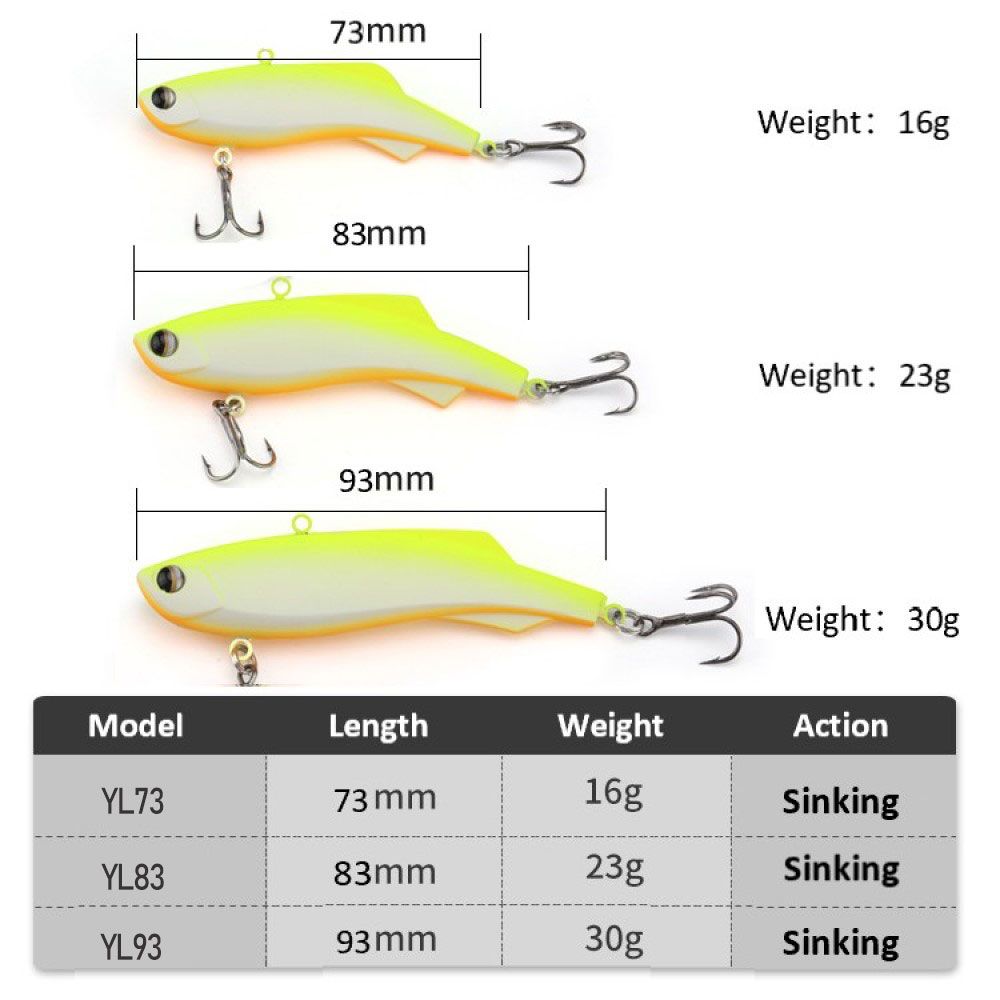 2023 New Silicone VIB Lure Wobbler Rattlins Sinking Vibration Crankbait Artificial Hard Bait for Sea Bass Pike Fishing Lures