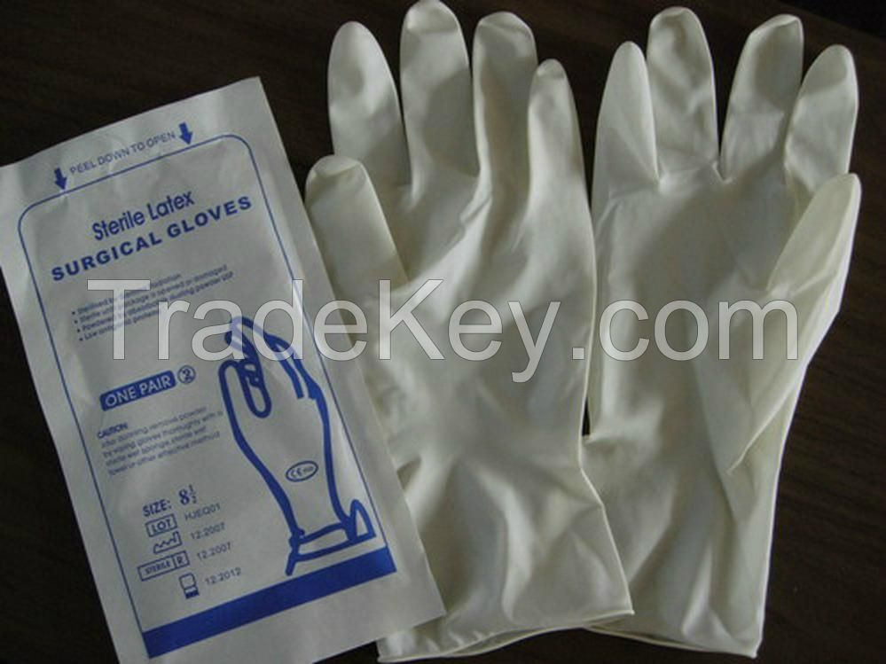 pre-powered / powered-free surgical latex  gloves   medical rubber latex gloves