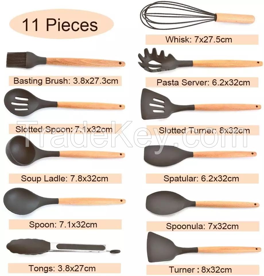 Customized Wooden Spatula Utensil Wooden Kitchen Cooking Tools Cookware Nonstick