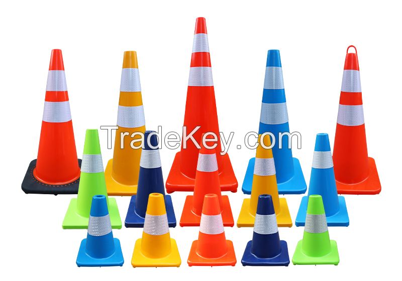 Colorful Traffic Road Safety PVC Flowing Tiny Certificated Reflectorized Slim Shape Flexible Reflective Delineator Warning Traffic Collapsible Traffic Cones