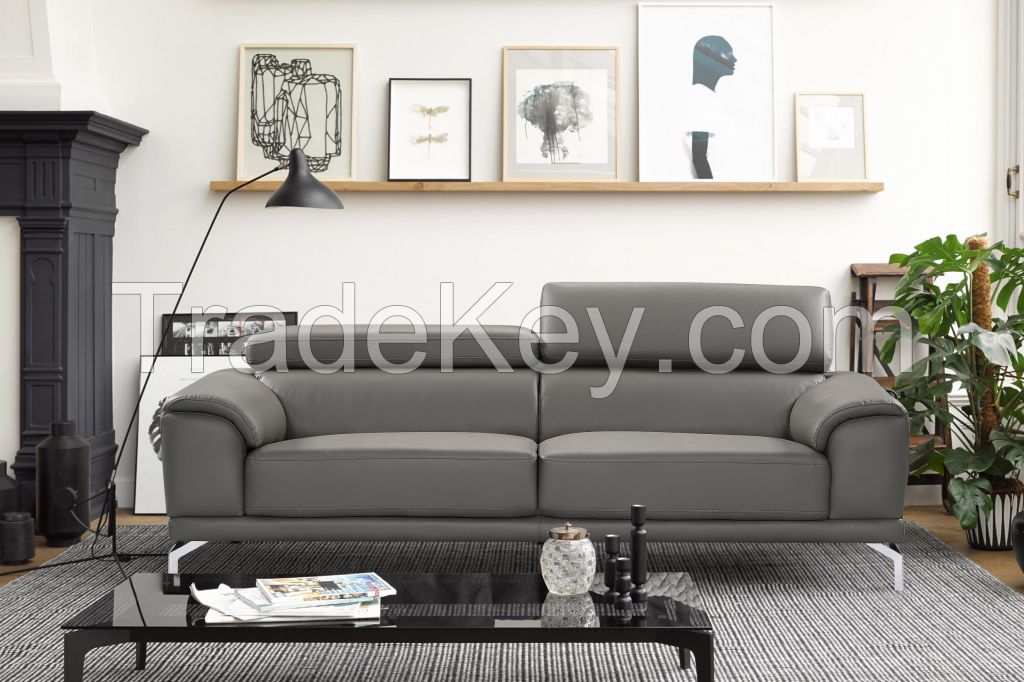 living room sofa set, adjustable headrest, synthetic leather