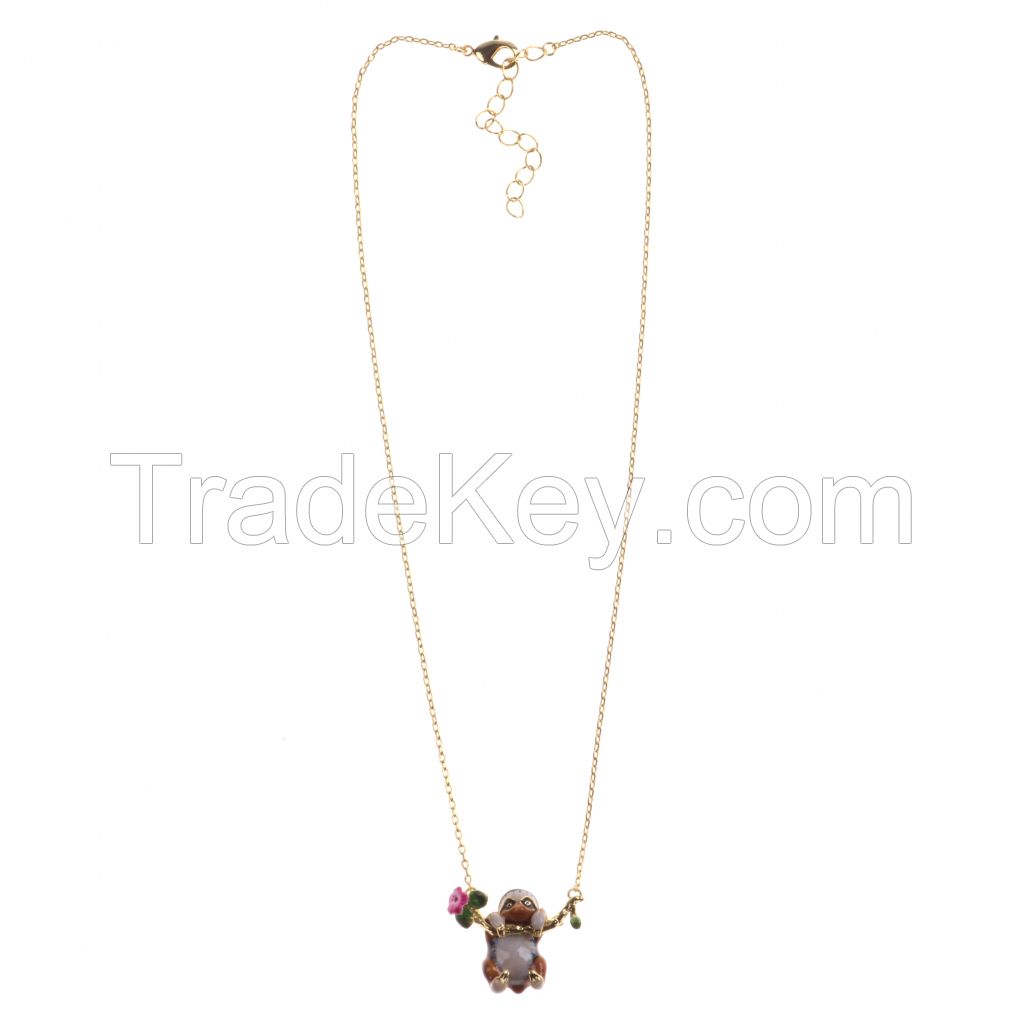 Multi Color Cute Enamel Koala Bear Pendant Tiny Chain Clavicle - 18k Real Gold Plated Necklaces Fashion Jewelry For Girl/ Women