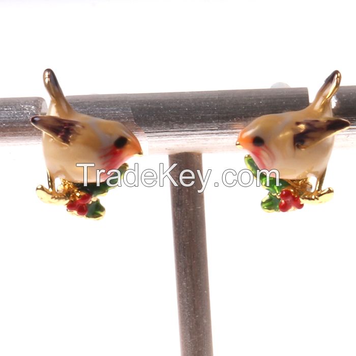 Factory Direct Sales Top Fashion Animal Bird 16k Real Gold Plated Stud Earrings