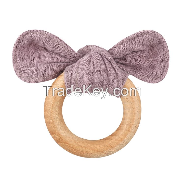 Cotton Baby Butterfly And Beech Wood Ring Teethers Toy