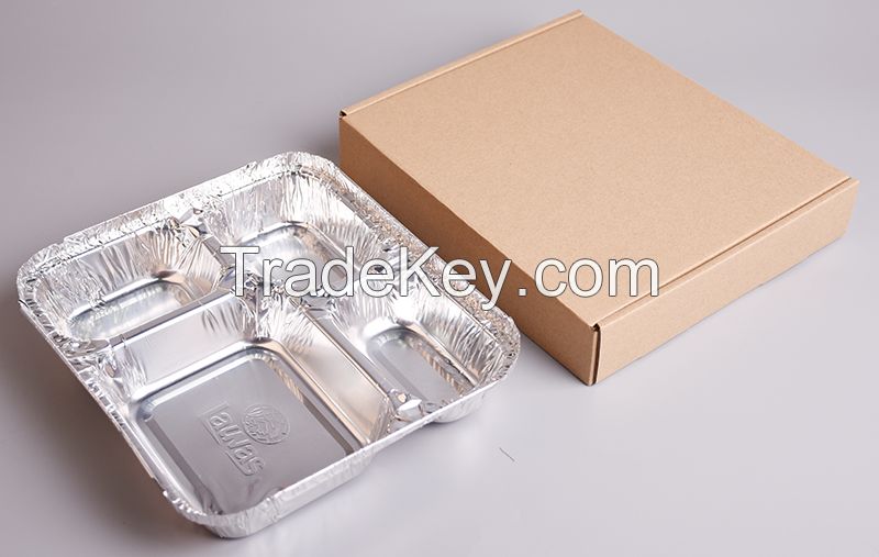 4-Compartment Disposable Aluminum Foil Food Container