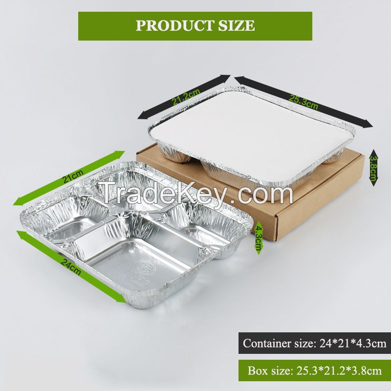 4-Compartment Disposable Aluminum Foil Food Container
