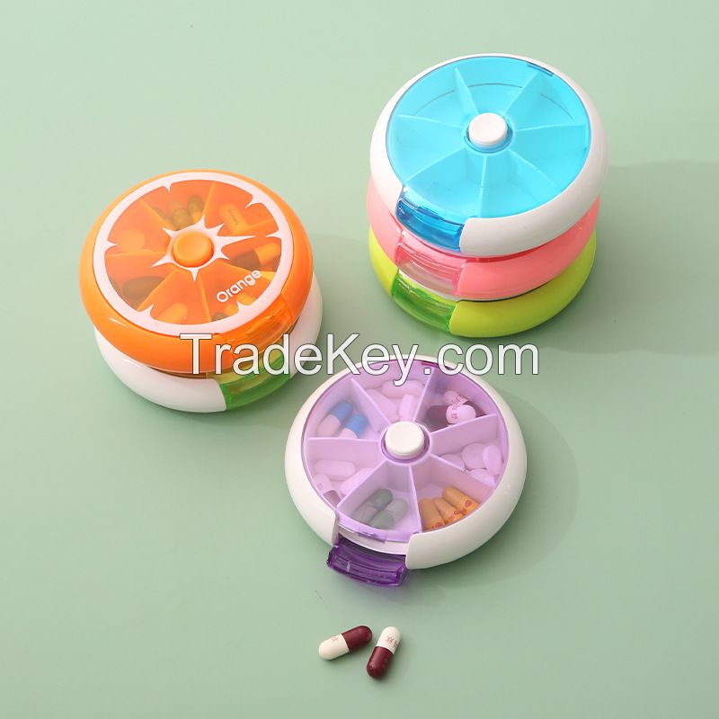 Unique Design Round Travel Pill Organizer Holder Weekly Pill Box