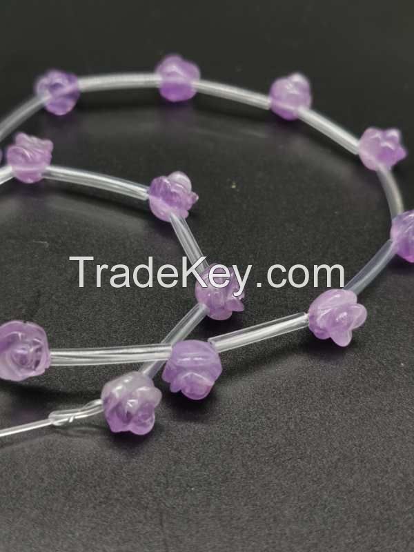magic and special craved rose and leaves loose beads with beautiful gemstones