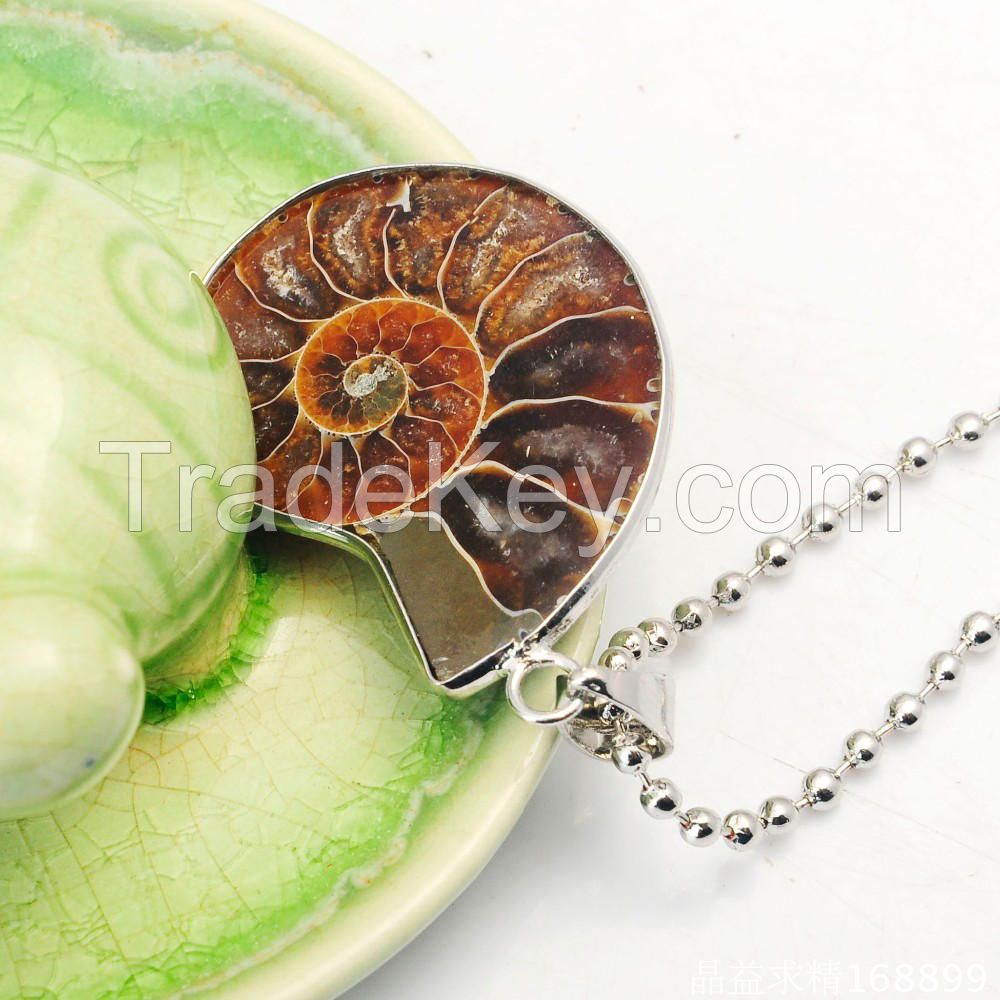 Natural  ammonite fossil with druzy  pendants