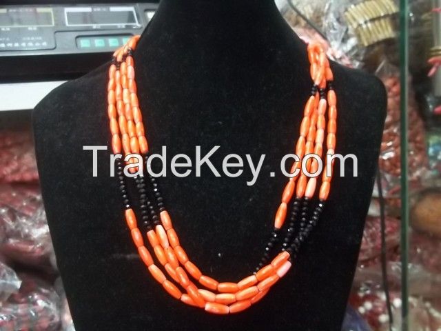 Natural bamboo coral necklace