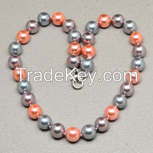 tridacna shell multi-color necklace round bead