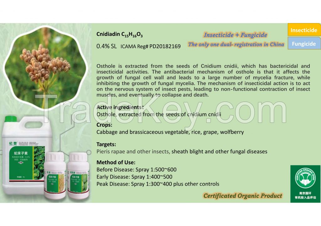Natural Herb Extracts Bio Pesticide Cnidiadin 0.4%SL for Organic Agriculture