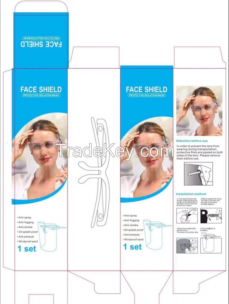 Transparent anti-fog Plastic Face Sheild covid 19 coronas plastic face shield