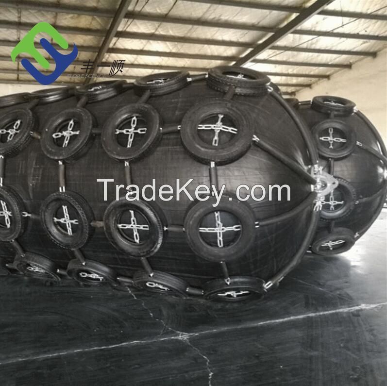 Floating marine pneumatic Rubber Fender with tire net