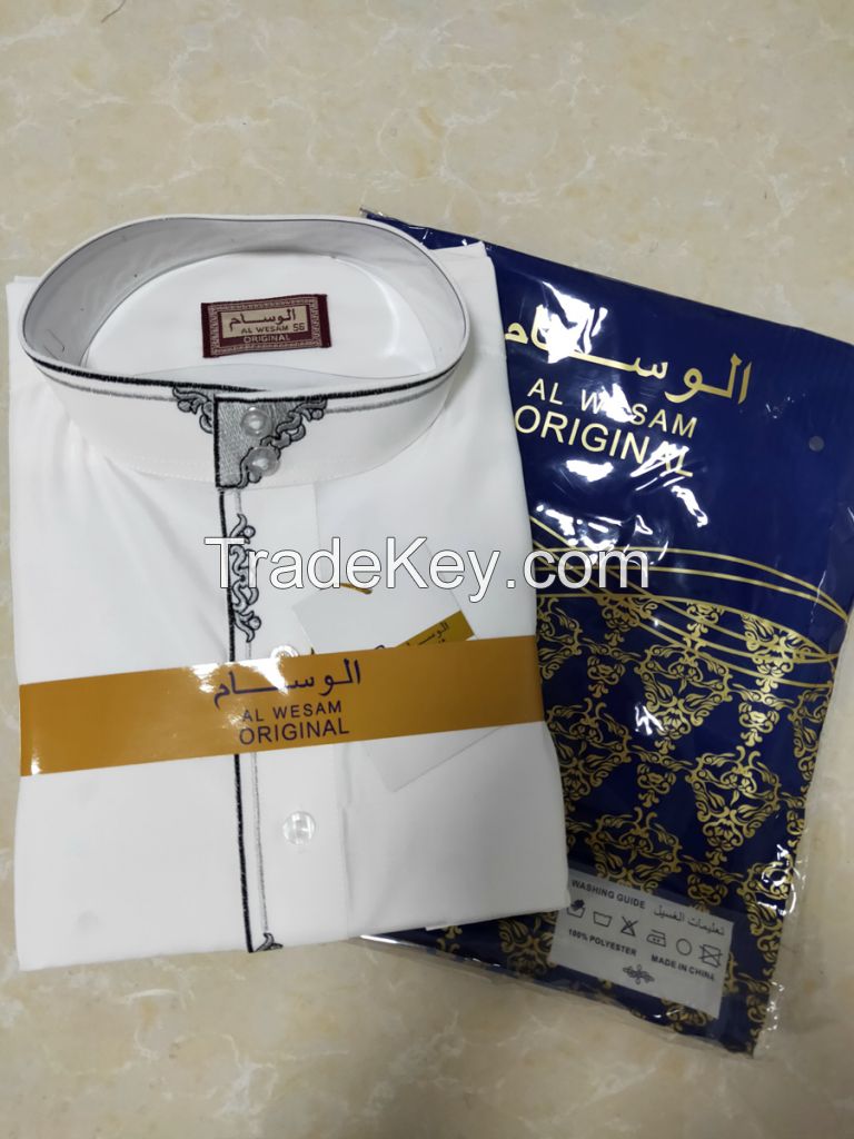 Fashion Spun Polyester Fabric Muslim Arab Thobe For Kids