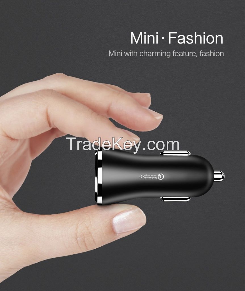 Car lighter 5V 2.4A mobile phone car charger 2 Port USB car charger QC 3.0 Car charger white High speed CE approved for Iphone