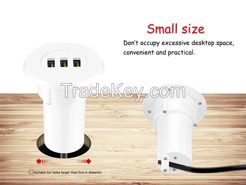 Office Desktop USB charger station hidden 3 Ports AC adapter Quick Charge3.0 Adapter USB Wall Charger fast charger