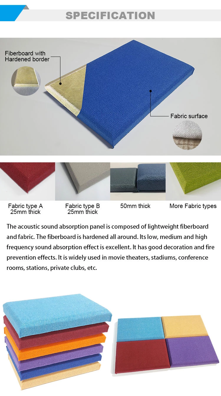 Square Shape Acoustic Sound Proof Fabric Wrap Sound Proofing Panel For Banquet Hall 