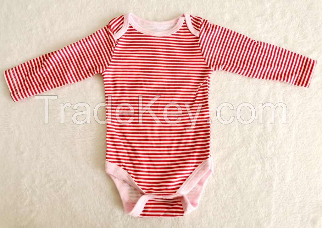 red stripe baby bodysuit with long sleeve/long sleeve baby onesie/baby