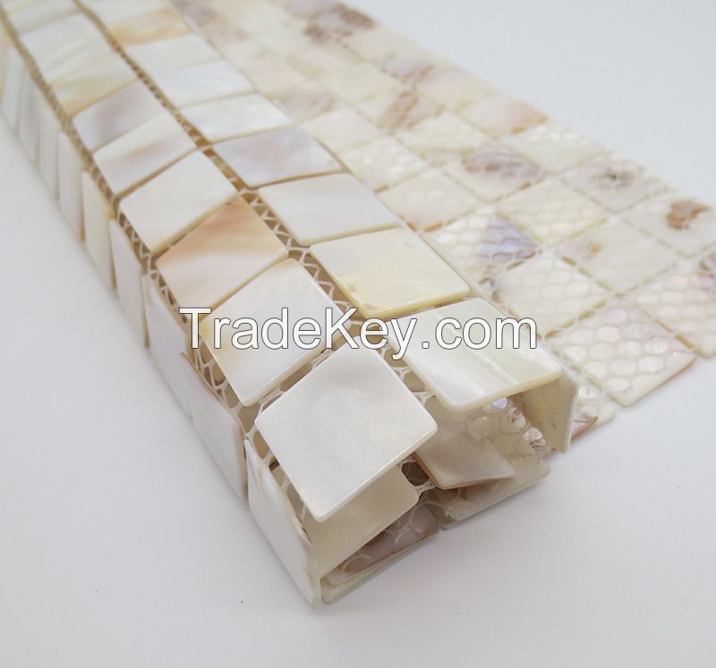 China factory direct offer Natural color water shell tile real mother of pearl mosaic 100% water proof