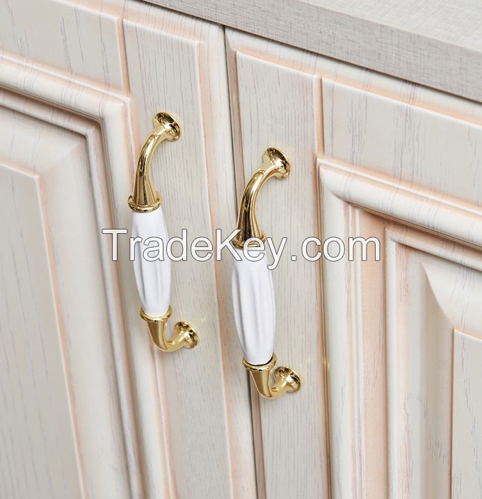 Customized ceramic knob handles ceramic zinc alloy furniture handles
