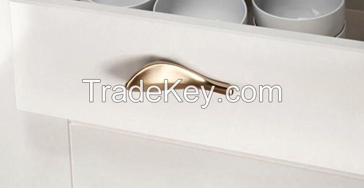 New design zinc alloy material handle drawer wardrobe cabinet leaf shape handle