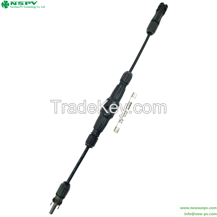 Solar straight cable harness with inline fuse 1500VDC PV cable molding assembly