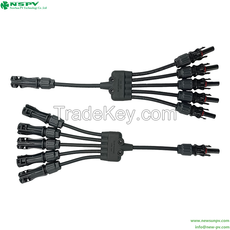 New 5-in-1 Solar Y parallel cable harness UV Resistant solar y connector for outdoor solar system