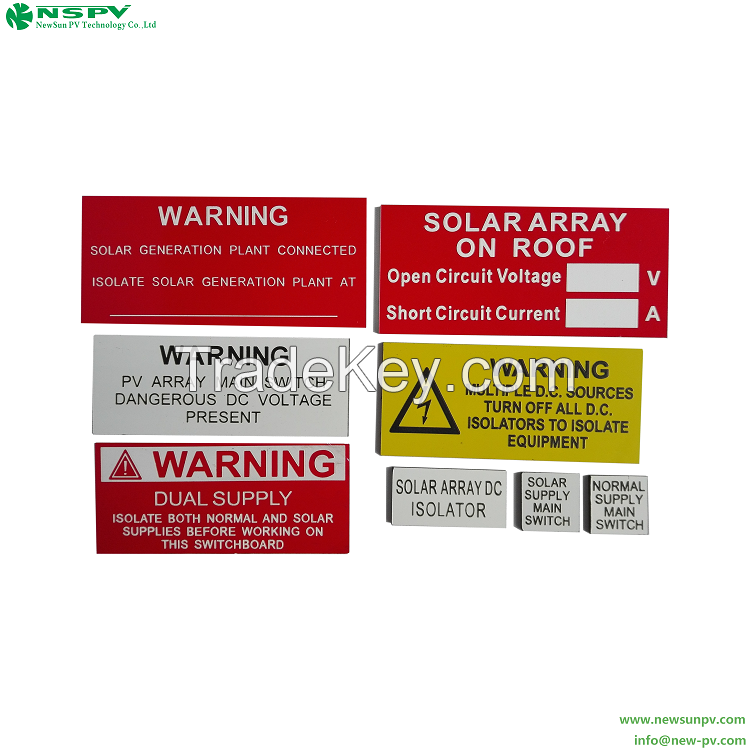 Engraved Solar Warning Label ABS Adhesive Label Shutdown Procedure Sticker