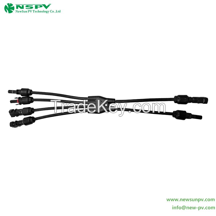 4-in-2 H type Solar y parallel harness IP68 solar connectors with customized PV cables