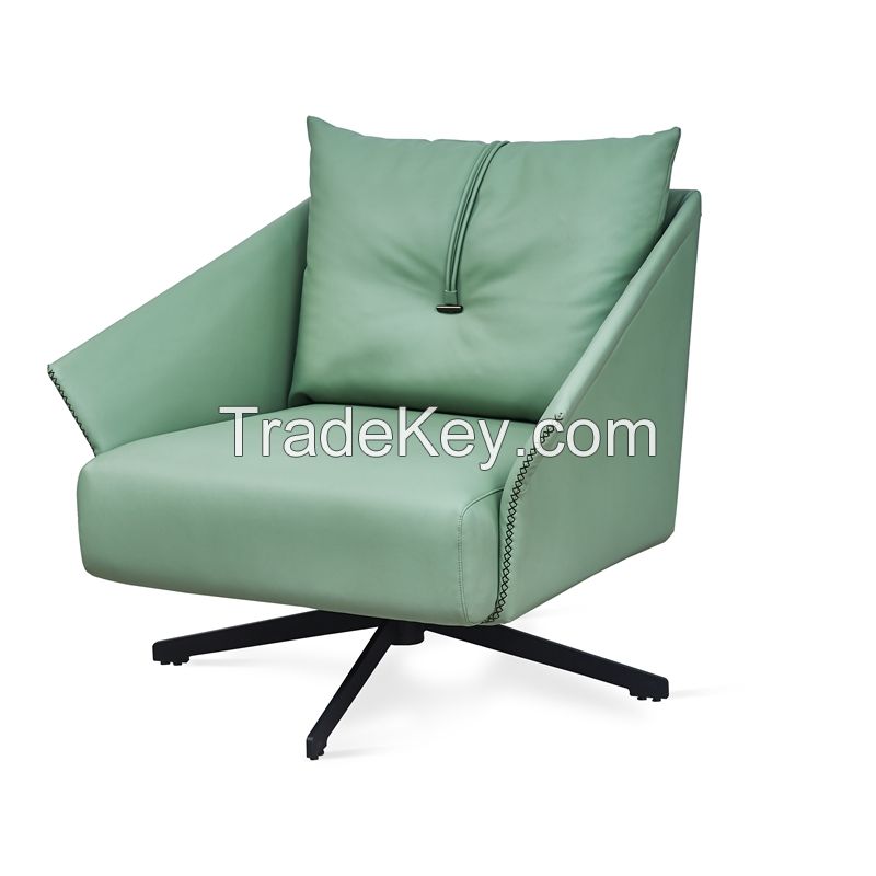 stainless steel base leisure swivel sofa chair, living room swivel chair.