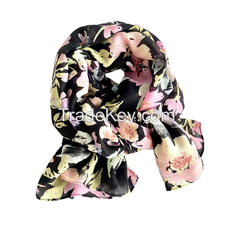 Landfond accessory Fashion Ladies flower print voile fabric scarf 