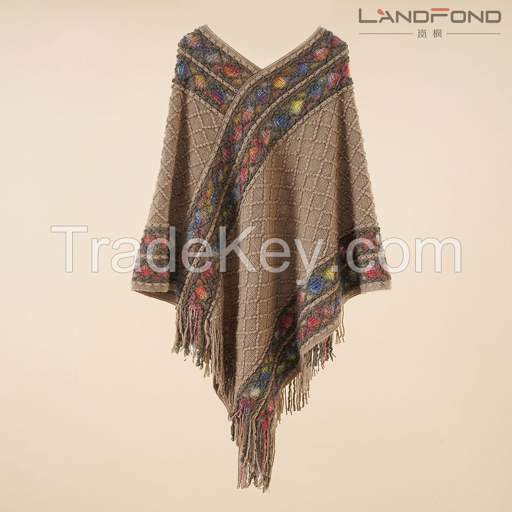 Landfond accessory Ladies fashion ethnic poncho for Autumn & Winter
