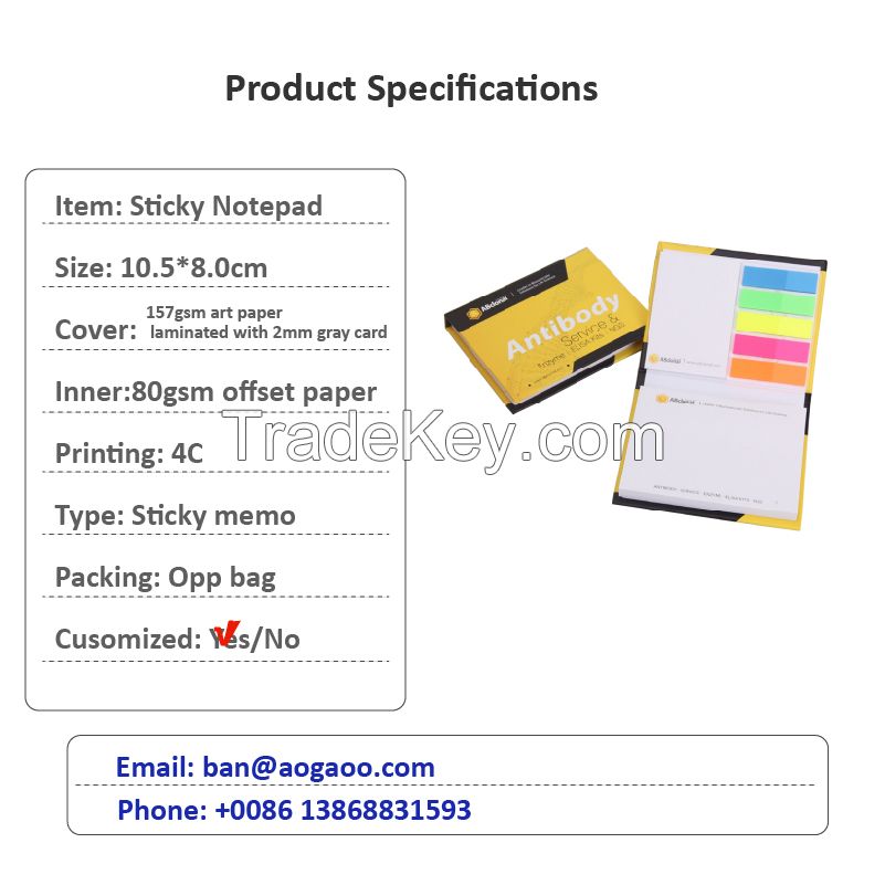 Factory Custom Promotional Memo Pad Fluorescent Paper Sticky Notepad