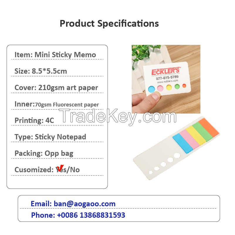 Customized Logo Promotional Self-adhesive Mini Sticky Memo Pad Pocket Notebook
