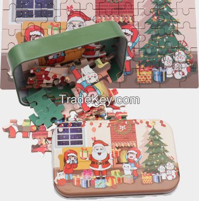Christmas diy gift 60 pieces of children's handmade Santa Claus puzzle