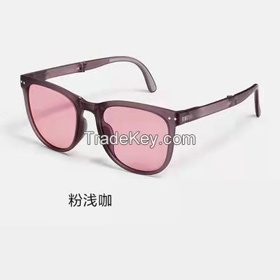New Fashion Folding Women's Sunglasses Rice Nail Plain Sunglasses Daily Travel Net Red Air Cushion Sunglasses Multicolor