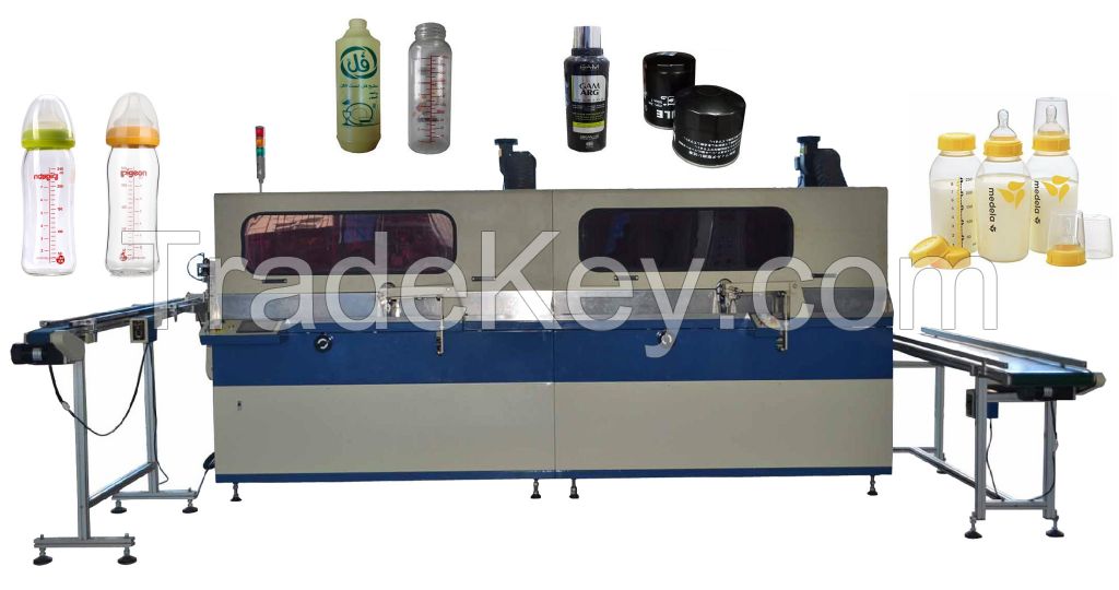 Fully Automatic Cylindrical Bottle UV Silk Screen Printing Machine with UV curing for Plastic milk Bottle Jar glass