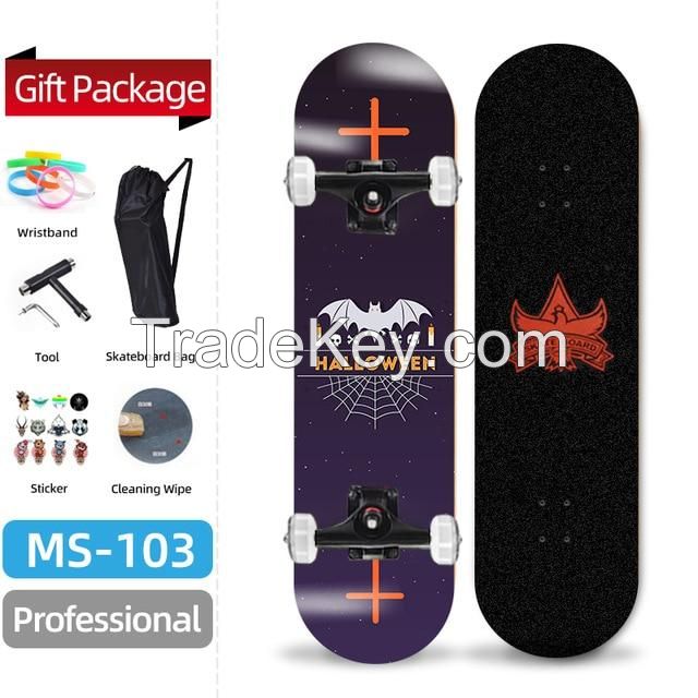 Intermediate Professional Introductory Four-Wheeled Skateboards Adult Skateboards for Men and Women Hip-Hop Skate