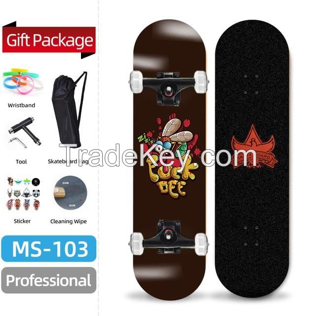 PRO Complete Skateboard 7 Layer Maple Wood Skateboard for Extreme Sports and Outdoors