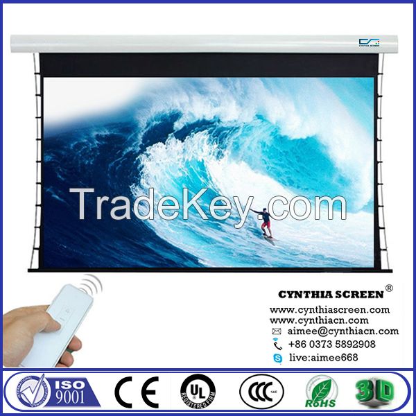 Electric Drop-Down Projection Screens 120-inch Diag 16:9 tab-tension front projection motorized screen