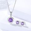 pendant and earrings jewelry sets with AAA  amethyst CZ and rhodium plated